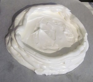 Kim's meringue base ready to bake