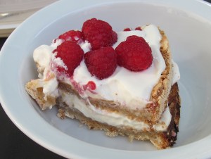 a slice of hazelnut meringue