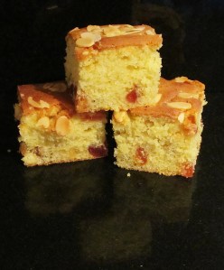 Kim's almond & cherry tray bake