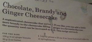 Mary Berry's Chocolate, brandy & Ginger Cheesecake